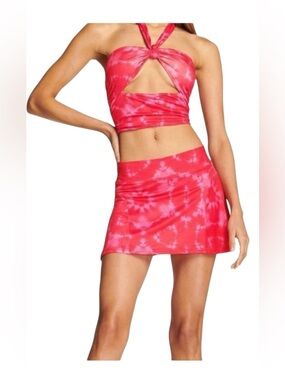 I.AM.GIA Like NEW Antheia Red/Pink Tie Dye Mini Micro Circle Skirt- XS